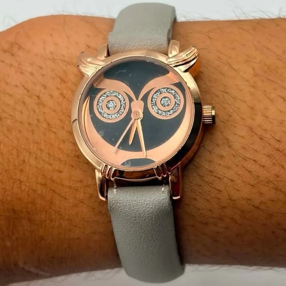 Rose Gold & Gray Owl Watch